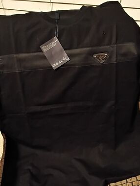 Prada Black Tee with Glossy Logo Band
